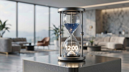 Zegar i klepsydra to narzędzie umożliwiające mierzenia czasu. A godzina 12:00 PM dnia 31 grudnia jest przełomowym momentem w roku. Nowy Rok.