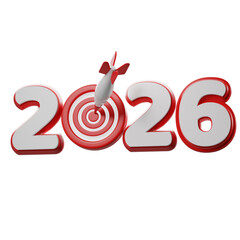 Target and dart composition with sleek 2026 numbers. 3D illustration