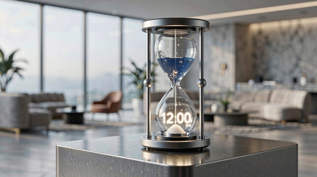 Zegar i klepsydra to narzędzie umożliwiające mierzenia czasu. A godzina 12:00 PM dnia 31 grudnia jest przełomowym momentem w roku. Nowy Rok.