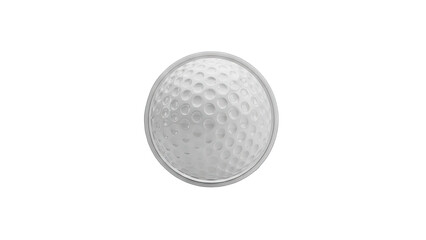 A Detailed Close Up of a White Golf Ball with Dimpled Texture Floating Centered Against a Transparent Background