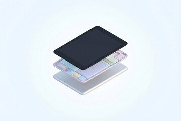 Modern tablet internal layers with colorful components