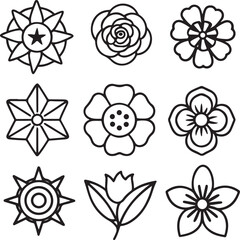 Decorative Burst Outline Icons Set