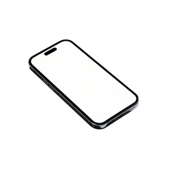 Sleek and modern smartphone with a blank white screen, slightly tilted, ideal for showcasing app interfaces or design mockups.