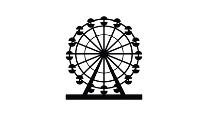 Ferris wheel observation attraction vector silhouette graphic illustration representing fun amusement park or carnival ride.