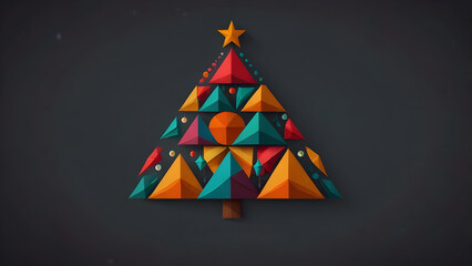 Christmas tree with decoration for Greeting card