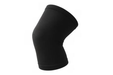 Black elastic knee brace providing compression and support for joint pain, injury recovery, and athletic performance