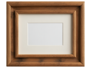 Classic horizontal wooden picture frame with white mat board for artwork or photo display