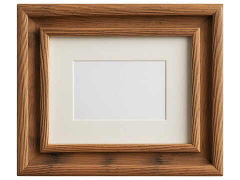 Classic horizontal wooden picture frame with white mat board for artwork or photo display