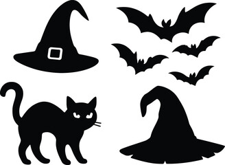 black cat and bats