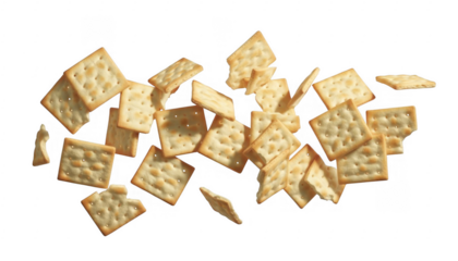 Crackers falling in air isolated on a transparent background snack food 1