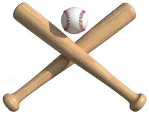 Crossed Baseball Bats and Ball isolated on a transparent background sports equipment
