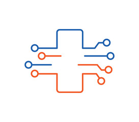 Circuit Board Cross E-Health Logo