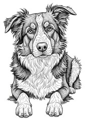 Surreal Dog Coloring Sheet Organic Patterns  Hand drawn Animal illustration with flowing organic swirls. Abstract decorative line art design on white background.
