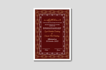 Elegant Islamic Wedding Invitation Card with Traditional Gold and Maroon Design