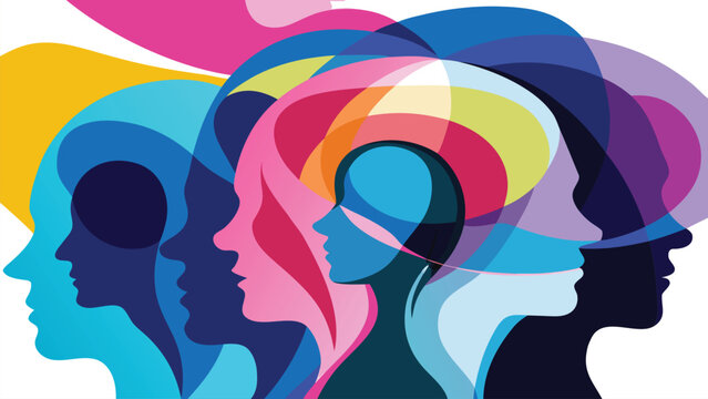 Abstract colorful human profiles