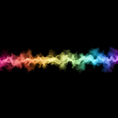 Obraz premium Vibrant rainbow smoke wave on black background