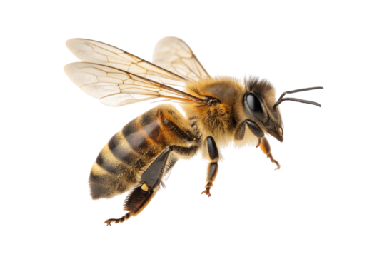 Isolated honey bee on a Transparent Background. - Powered by Adobe