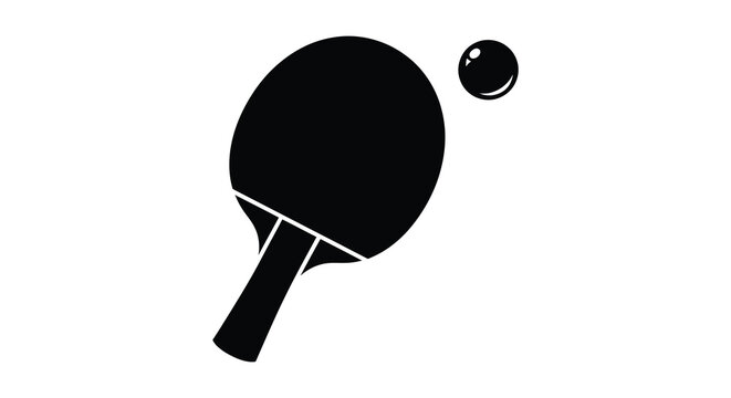 A striking depiction of a ping pong paddle and ball in a dark silhouette