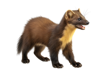 Isolated American marten on a Transparent Background.