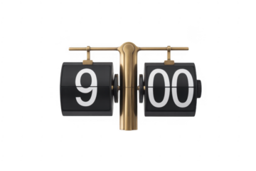 Flip clock showing nine zero on transparent background isolated on a transparent background
