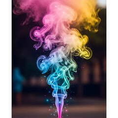Naklejka premium Vibrant rainbow smoke rising in colorful swirls