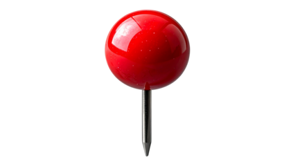 Realistic Red Rubber Map Push Pin Top View Transparent Background PNG