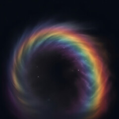 Naklejka premium Vibrant rainbow swirl in space with stars