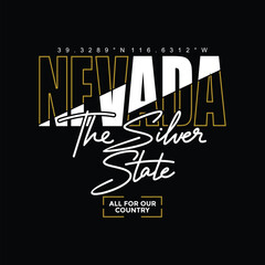 Nevada, Silver State USA. Vintage typography design in vector illustration. Clothing,t shirt,apparel and other uses. Abstract design with the grunge and denim style. Vector print, typography, poster.