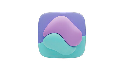 Abstract 3D Shape With Smooth Curves In Pastel Purple And Teal Colors Isolated On Transparent Background Minimalist Modern Design Element