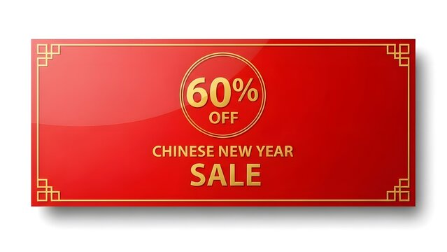 Sixty percent off chinese new year sale advertisement with golden accents