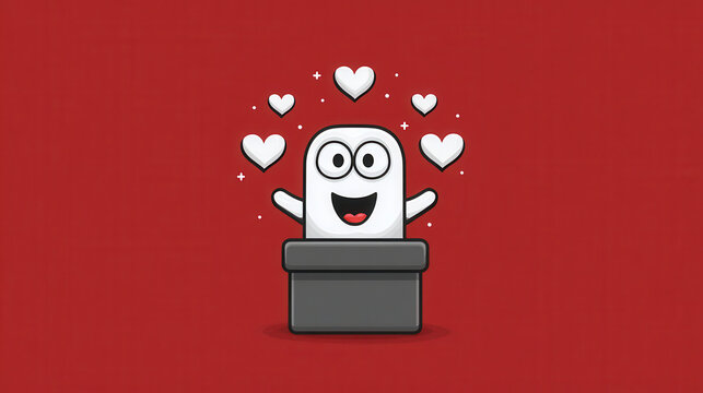 Cute cartoon character celebrating love with hearts valentine wedding gift colourful flat design romantic nubes
