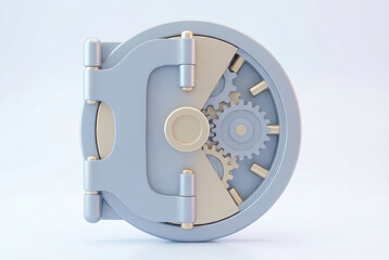 Fototapeta premium Open safe door with gear mechanism