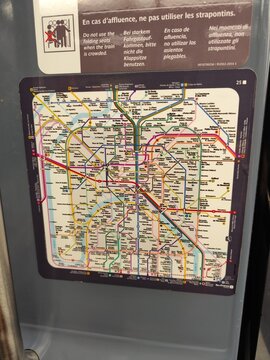 France, Paris - October 29, 2025: Metro map underground French station subway