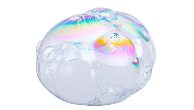 Isolated Bubble Cluster Soap Foam Realistic Transparent Background PNG - Powered by Adobe