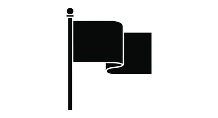 Obraz premium A simple black flag waving gently on a flagpole depicted in a stark silhouette