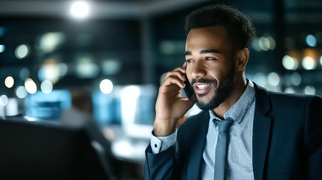 Professional male chatting, late night online, teleconference engaged discussion, digital efficiency display, interacting participants networking, session corporation meeting, remo