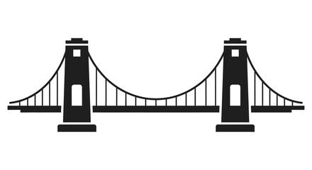 A striking black and white illustration of a suspension bridge structure showcasing elegant design silhouette