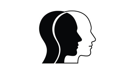 A striking visual illusion of two facing profiles one light and one dark creating a silhouette