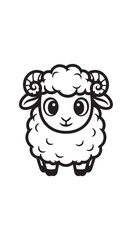 Naklejka premium Cute cartoon sheep character with fluffy wool, friendly big eyes, and playful charm.