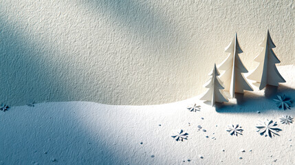 Snowy Winter Scene with Christmas Trees