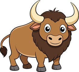 Cute Friendly Wild buffalo vector illustration