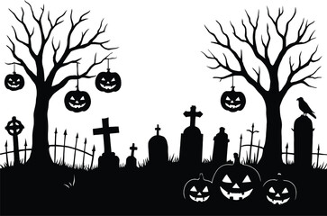 halloween tree with pumpkins