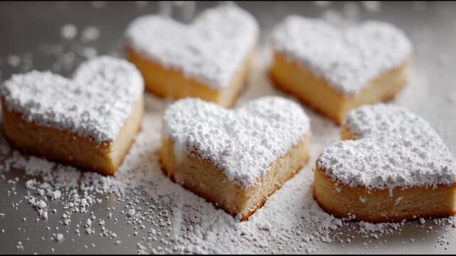 Heart Shaped Shortbread Cookies With Powdered Sugar
