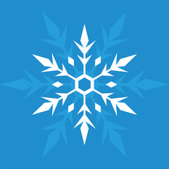 Stunning white snowflake design against vibrant blue background