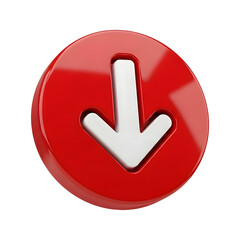 Red 3D Download Button with White Arrow Icon PNG Transparent Background

