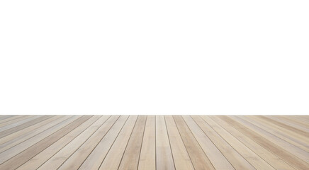 Light wood planks floor perspective isolated on a transparent background