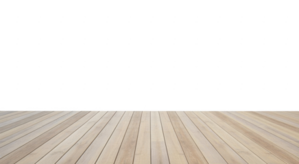Light wood planks floor perspective isolated on a transparent background
