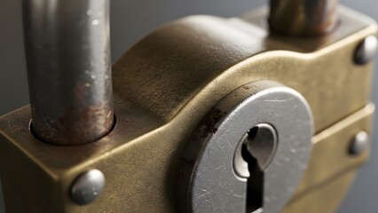 Close-up of a brass padlock, representing security, protection, and privacy