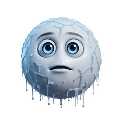 Melting Icy Face Emoji isolated on a transparent background cartoon