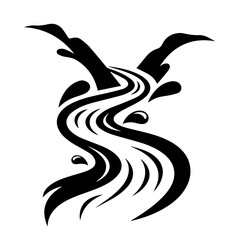 Obraz premium Black tribal vector illustration of an eagle silhouette logo tattoo design with wing pattern and water element